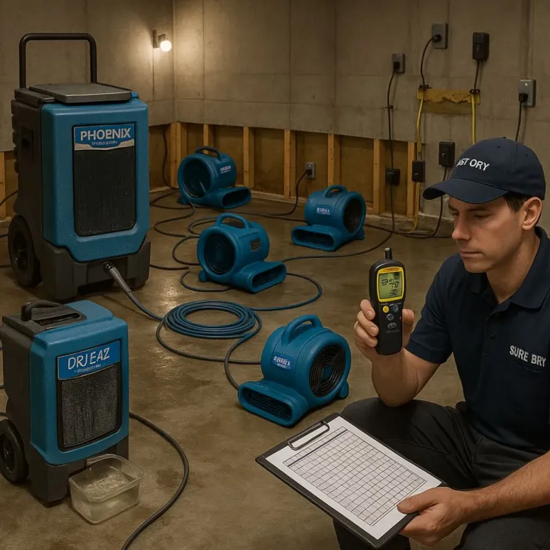Structural Drying and Dehumidification process in Sun Village, CA